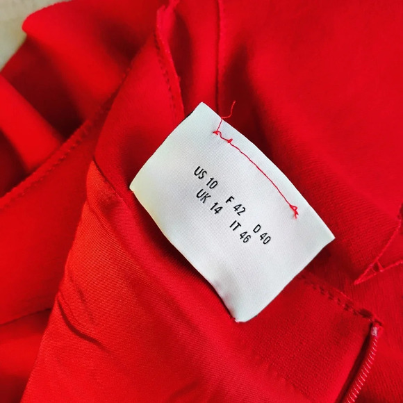 Akris Punto Jersey Sleeveless Ruffle Dress Red Career Formal Wedding Size 10 - Picture 9 of 16